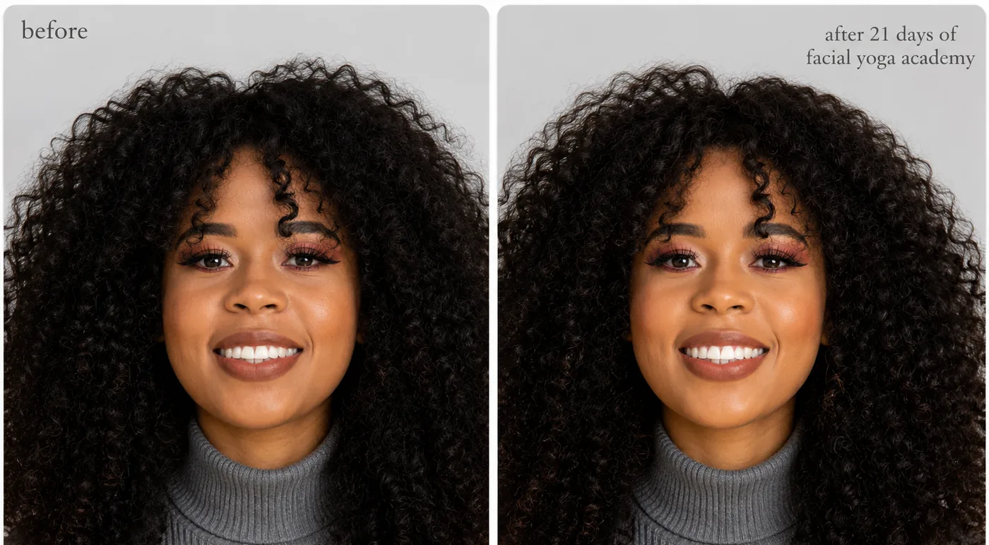 Before and after — 21 days of Facial Yoga Academy