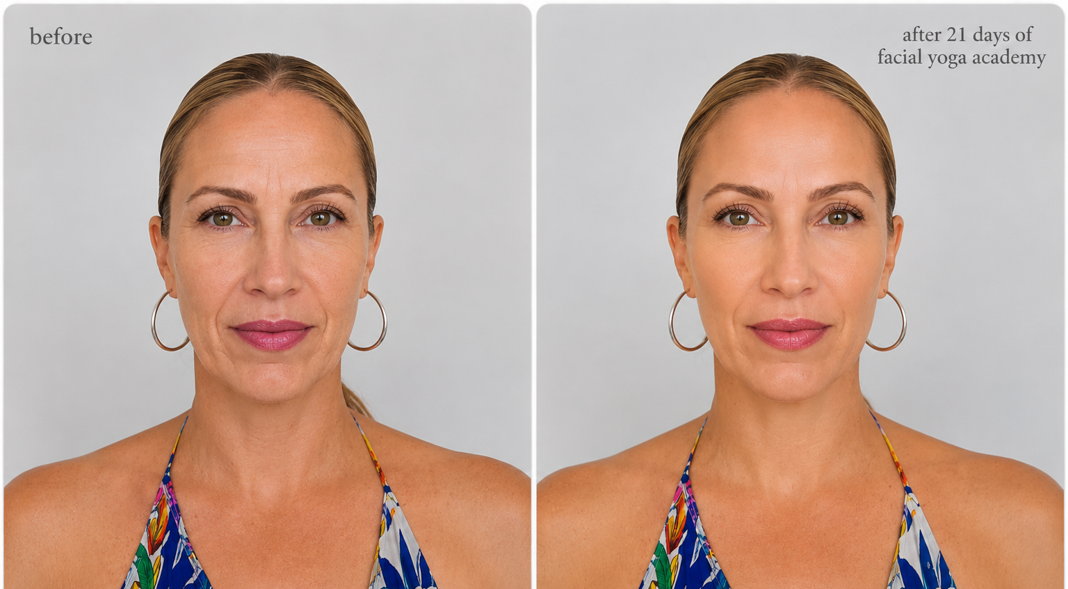 Before and after — 21 days of Facial Yoga Academy