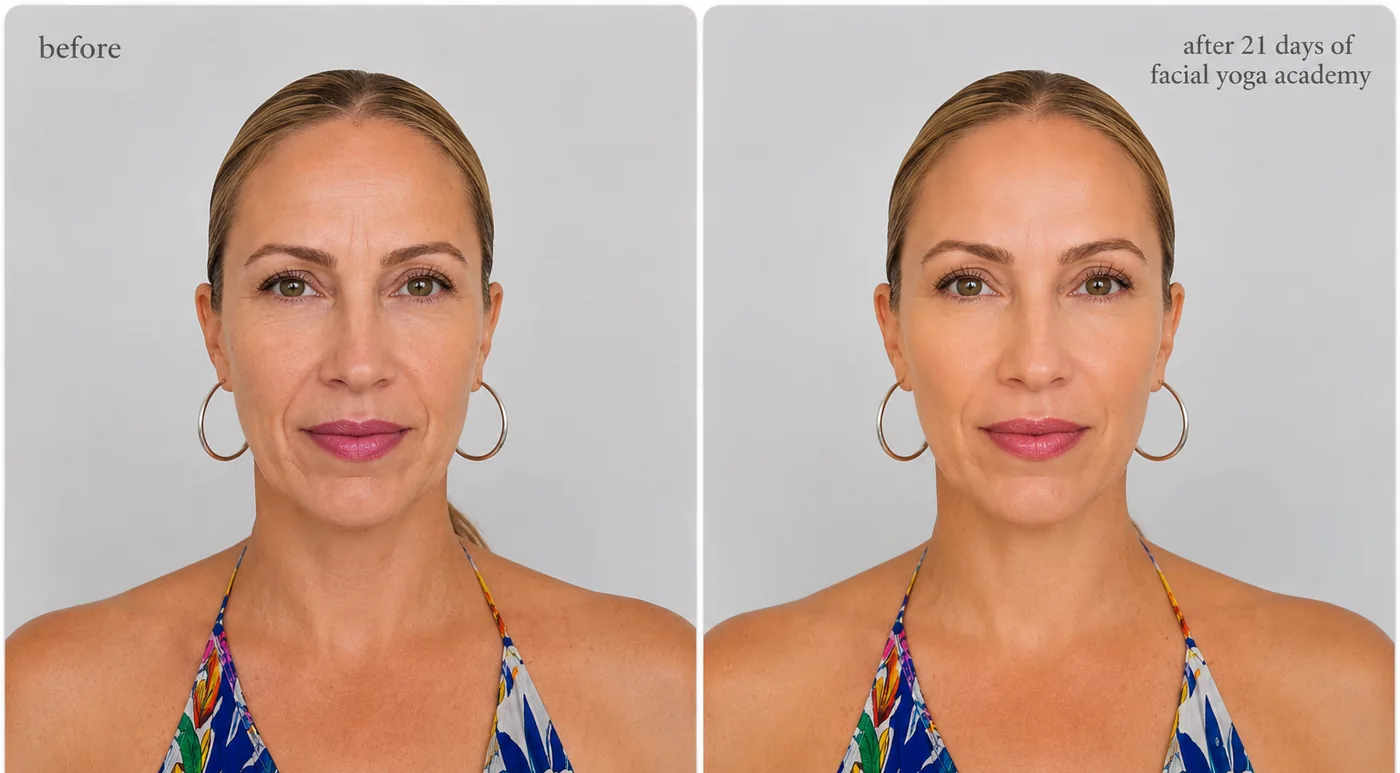 Before and after — 21 days of Facial Yoga Academy